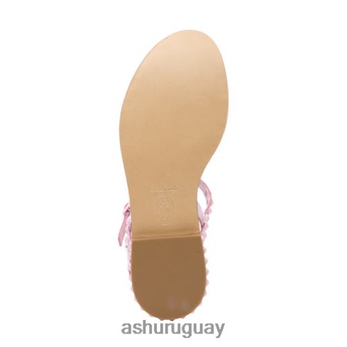 play bis sandalias planas con tachuelas a tono mujer 8LZJB58 ASH sandalias rosa de cristal