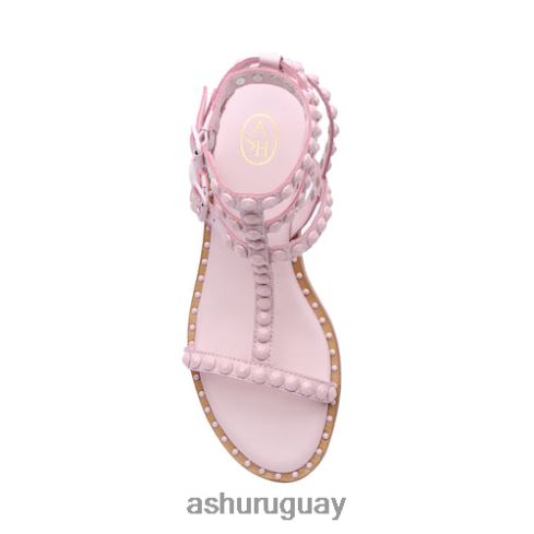 play bis sandalias planas con tachuelas a tono mujer 8LZJB58 ASH sandalias rosa de cristal