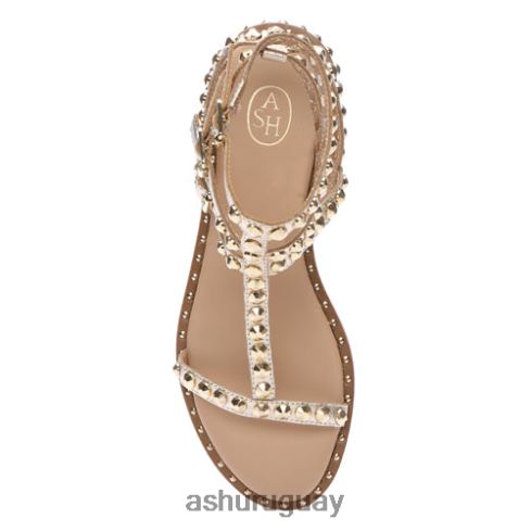 play sandalias planas con tachuelas metalizadas mujer 8LZJB52 ASH sandalias luz de oro