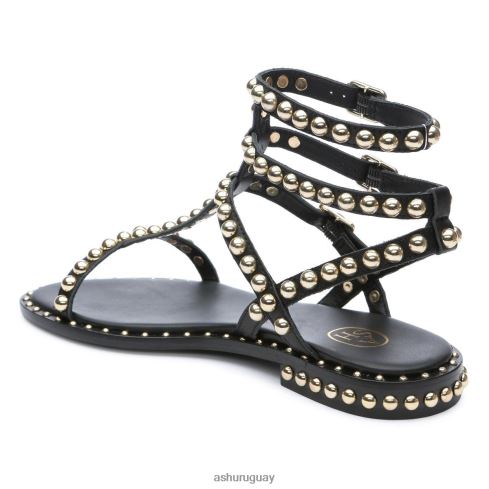 play sandalias planas con tachuelas mujer 8LZJB55 ASH sandalias oro negro