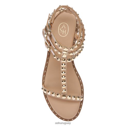 play sandalias planas con tachuelas mujer 8LZJB56 ASH sandalias piel/oro