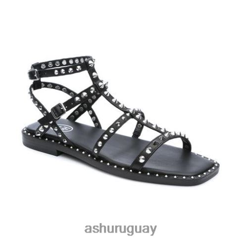 sandalias planas con puntera cuadrada y tachuelas maeva mujer 8LZJB72 ASH sandalias negro