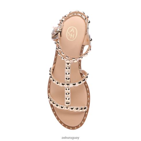 sandalias planas power metalizadas con tachuelas mujer 8LZJB53 ASH sandalias luz de oro