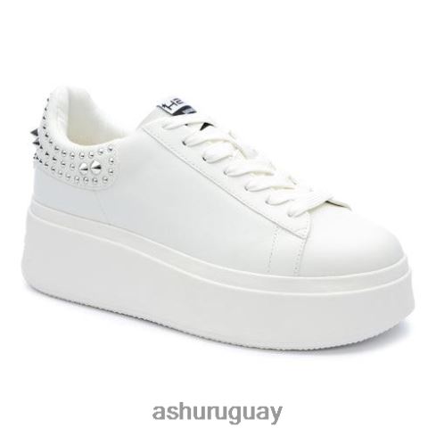 tenis moby con plataforma y tachuelas mujer 8LZJB2 ASH zapatillas plata blanca