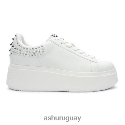 tenis moby con plataforma y tachuelas mujer 8LZJB2 ASH zapatillas plata blanca