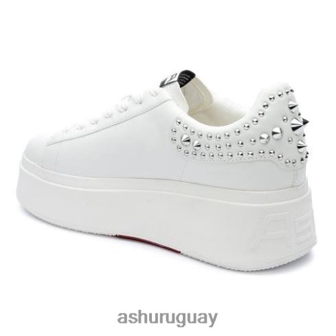 tenis moby con plataforma y tachuelas mujer 8LZJB2 ASH zapatillas plata blanca