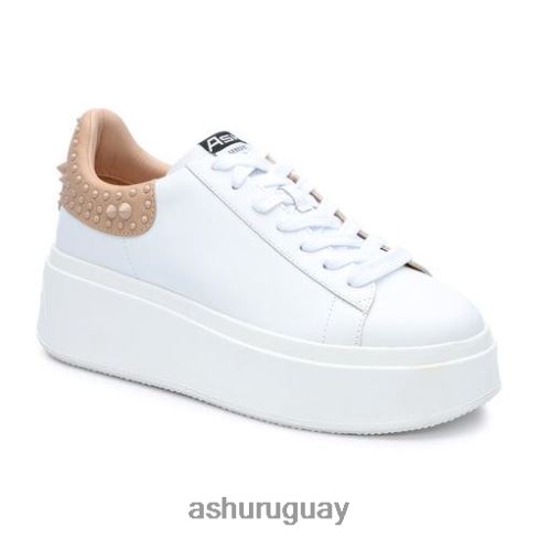 tenis moby con plataforma y tachuelas mujer 8LZJB3 ASH zapatillas piel blanca